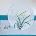 Runde gedruckte chinesische Tischset, Orchideenmuster Teetisch Isoliermatte Variante. - Orchidee im Tal / 38 cm