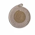 Ronde gekleurde katoenen touw hittebestendige placemat en verdikte gevlochten mat - Linnen 18cm Geweven Kleurblok Placemat (Met Haak)