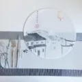 Runde Baumwoll Leinen Tischset im chinesischen Stil hitzebeständige Matte Teeservice Pad - Tinte Jiangnan / 38 cm