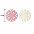 Siliconen hittebestendige mat 17cm holle panondersetzer roze beige keukentafelpad - 2-in-1 Set / Gebroken Wit + Aardbeiroze