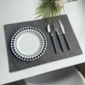 Grey linen texture placemat, durable fabric table mat, heat-resistant dining decor. - 45*30cm / Double Layer Charcoal Gray