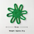 Green cotton rope coaster, flower shape pot holder, handmade woven table mat 18cm. - 18cm approx 35g/Piece / Green