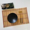 Chinesischer Stil Bambus Platzdeckchen kreatives Tee Set Matte Hitzeschutz Anti-Rutsch Matte - Regulär / Natürliche Holzfarbe (Zweiseitige Kante)