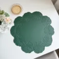Donkergroene lederen monstera blad placemat waterdichte hittebestendige tafelmat voor eettafel - 38x38cm / Monstera blad groen