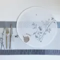 Baumwollgarn Runde Tischmatte Chinesischer Stil Bambus Druck Stoff Teppich Dekor Set Neu - Tee im Bambuswald / 38 cm