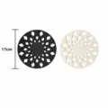 Siliconen holle hittebestendige mat ronde antislip pannenonderzetter 17cm zwart beige - 2-in-1 Set / Gebroken Wit + Houtskoolzwart
