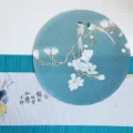 Runde Ramie Tischset chinesischen Stil blaue Blume Teematte Tischwaermer dekorative Tellerauflage - Freudige Vögel / 38 cm