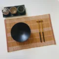 Bamboo tea mat placemat zen Chinese style table runner heat resistant non-slip tea ceremony - 44*30cm / Style 3 Round Bamboo White Thread (Bilateral Border)