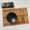 Woven bamboo tea mat variant, braided placemat, zen tea table decor and heat insulation pad. - 44*30cm / Style 3 Round Bamboo Black Thread (Bilateral Border)