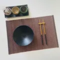 Zen style bamboo placemat, braided tea mat for table decoration and heat insulation. Variant. - 44*30cm / Style 3 Round Bamboo Coffee (Bilateral Border)