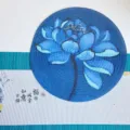 Runde Ramie bedruckte Tischmatte Chinesischer Stil Hitzebeständige Teetasse Tischdeko - Lotustraum / 38 cm