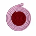 Runde gewebte Baumwoll Isoliermatte, dicke hitzebeständige Tischmatte mit Aufhänger. - Rot 18cm Gewebt Farbblock Tischset (Mit Haken)