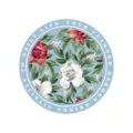 Ronde lederen placemat met vintage bloemenprint en decoratieve rand voor de eettafel. - Ronde Bloemenstijl 11