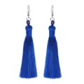 Orecchini con nappa blu reale da donna stile bohémien moda lunghi pendenti con fili di seta. - Blu Reale (E1806-Y011)