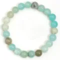 Natural gemstone beaded stretch bracelet for women and men, 8mm round stone jewelry item - 8mm / Amazonite