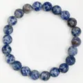 Blue Sodalite Natural Stone Beaded Bracelet 8mm Elastic Stretch Gemstone Jewelry - 8mm / Blue Spot Jasper