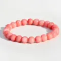 Natural pink crystal gemstone beaded bracelet for women and girls daily wear jewelry chic - Rhodonite
