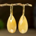Yellow Teardrop Cut Crystal Earrings Gold Plated Dangle Earrings Fashion Jewelry for Women - Topaz