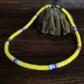 Colorful clay bead necklace for women, summer beach style handmade beaded choker jewelry. - 6mm / Yellow