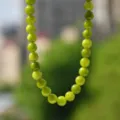Green gemstone beaded necklace olive green round beads choker fashion jewelry for women - 10mm / Peridot