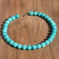Collana di perle in pietra naturale da 12mm perle rotonde blu gioiello elegante donna - Aquamarine