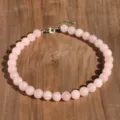 Collana di perle in quarzo rosa naturale, gioiello da clavicola chic in pietra preziosa 12mm - Quarzo rosa