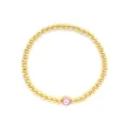 Detalle de pulsera bohemia de cuentas bañada en oro de 18K con amuleto de ojo turco rosa. - Estilo Rosa (JSS240029B)