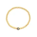 Vue détaillée d'un bracelet œil protecteur avec des perles plaquées or 18 carats. - Style Bleu Ciel (JSS240029E)