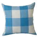 Klassischer Kissenbezug mit blau-weißem Karomuster aus strukturiertem Polyester-Leinen - Himmelblau Kariert
