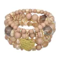 Pulsera de cuentas multicapa bohemia para mujer, conjunto de joyas apilables. - Café (B1532-02)