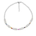 Collana girocollo con perle irregolari fatte a mano e perline colorate per donna. - Collana di Perle Irregolari (N2363) / Argento