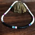 Handmade Polymer Clay Beaded Necklace Colorful Beach Style Choker Jewelry for Women - 6mm / Black and White