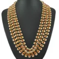Exaggerated multi-layer braided chain necklace with brown beads, European sweater chain. - Brown Faceted Beads Wrap Around Style (N1706)