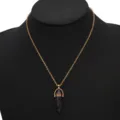 Gold Hexagonal Crystal Stone Pendant Necklace Fashion Short Clavicle Chain Jewelry - Dark Hexagonal Cylinder Crystal Pendant Necklace (N2103-01)