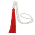Lange Perlen Quaste Halskette für Damen, elegante rote Faden Pullover Kette Mode Schmuck. - Rot