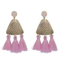 Boucles d'oreilles à pampilles roses boucles d'oreilles pendantes style bohème vintage - Style Rose E1788