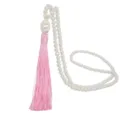Lange Perlenkette mit rosa Quaste schickem Pulloverkette elegante Schmuckaccessoires Damen - Rosa