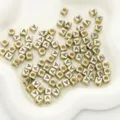 Goldene quadratische Buchstaben Perlen Acryl lose Perlen für DIY handgemachte Schmuck Zubehör. - 6x6mm (50 Stück/Packung) / Gold-A
