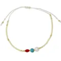 Braccialetto dell'amicizia regolabile in perline boho con perla e dettagli colorati - B1640-Y03 / Bianco