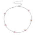 Collana choker margherita di perline bianche da donna, simpatici gioielli floreali. - Collana di Perline Margherita / Bianco
