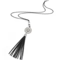 Estilo étnico cuerda de cuero ante negro largo collar con borla suéter joyería mujer - Cuerda Negra Borla (N2064)