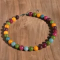 collana di perle in pietra naturale colorata 12mm da donna gioielli artigianali chic - Tormalina Colorata