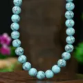 Elegant 10mm natural stone turquoise beaded necklace for women chic summer collarbone chain jewelry - 10mm / Blue Vein Turquoise