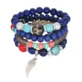 Pulsera de cuentas multicapa estilo boho étnico gema piedra elástica mujer variante - Multicolor (B1476-02)