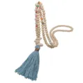Handmade Bohemian Wooden Bead Tassel Necklace Blue Long Sweater Chain for Women Beach Jewelry - Blue Tassel Clay Shell Style (N2348)