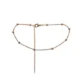 Rose gold tone multi-layer delicate chain necklace with small metal beads and extension. - Rose Gold Metal Beaded Chain (N2104)