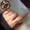 Silver Double Band Cross Ring Vintage Gothic Open Finger Ring for Women Party - Adjustable Open / Double Layer Cross Style (R1360B)