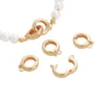 DIY pearl necklace clasp gold spring ring jewelry connector accessory detail shot showcasing quality. - Round Pearl Clasp / Approx. 14mmx11mmx3.5mm / Gold