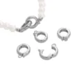 Silver jewelry clasp findings and pearl necklace connector set for DIY crafts and jewelry making - Round Pearl Clasp / Approx. 14mmx11mmx3.5mm / Silver