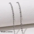 Stainless steel flat cross heart O-chain jewelry accessory, shiny silver finish, width 2.8mm. - Style #25